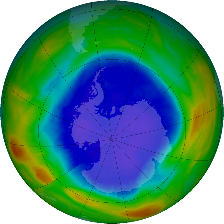 Antarctic ozone map for 25 September 1987